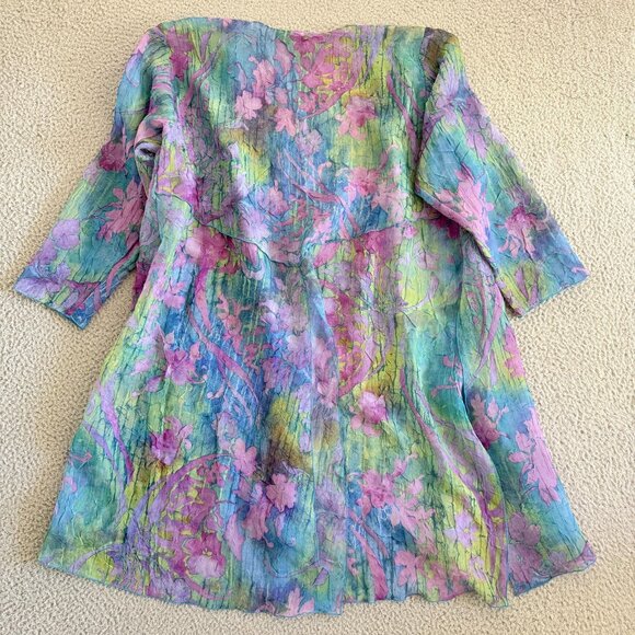 Dinah Lee Sheer Duster Jacket Floral Watercolor Boho Kimono Coveru - Picture 3 of 7